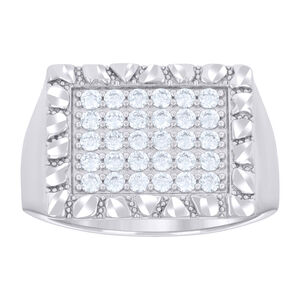 925 Sterling Silver Mens Cubic-Zirconia Square Head Fashion Ring Size 13